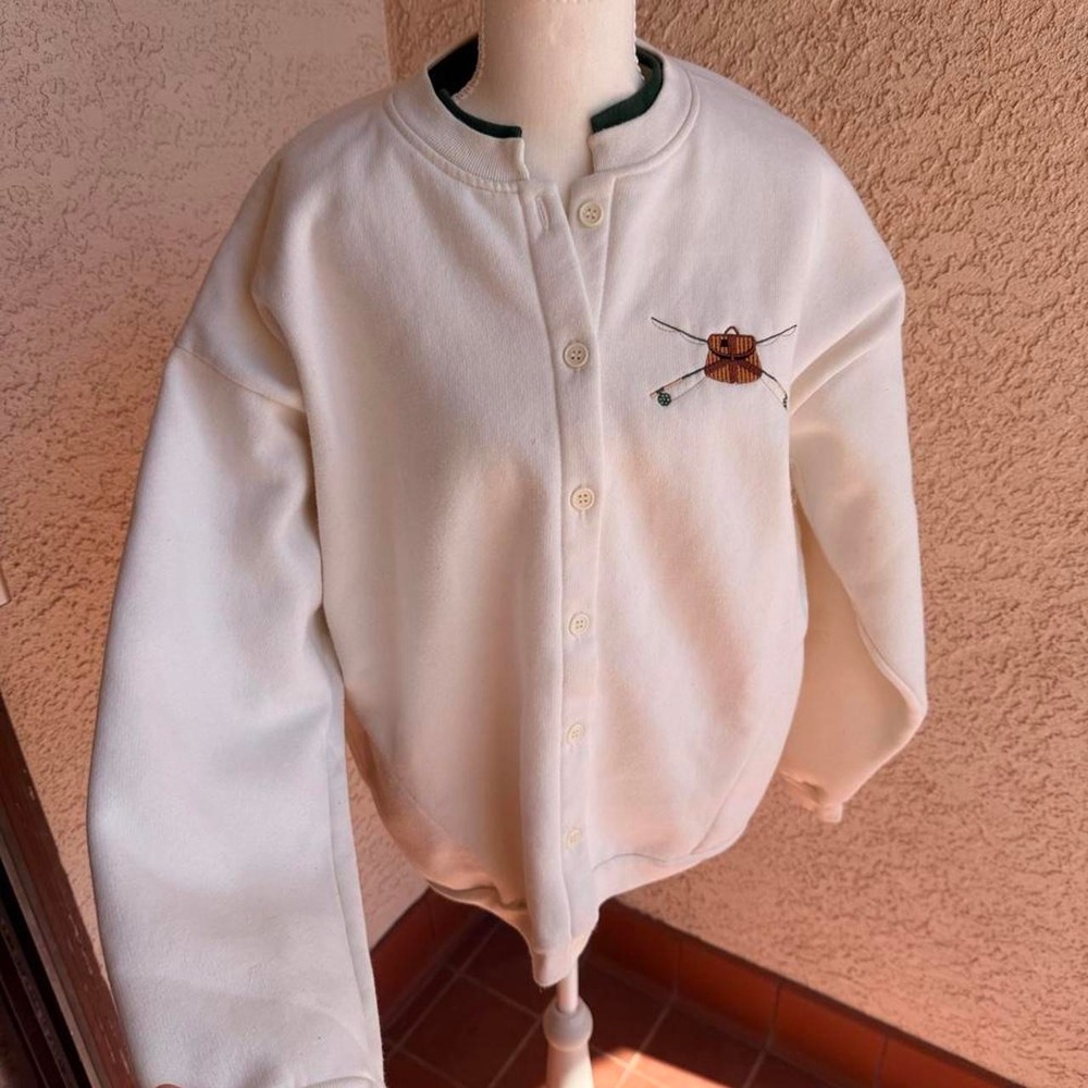 Vintage Orvis white 90's fleece fisherman jacket